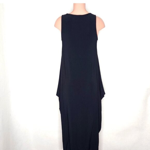 Joseph Ribkoff Black Sleeveless Jersey Midi Dress Draped Sides - Picture 4 of 7